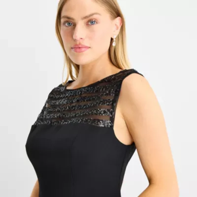 Brianna Milay Womens Sleeveless Sequin Fit + Flare Dress