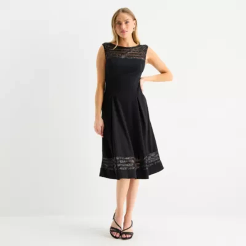 Brianna Milay Womens Sleeveless Sequin Fit + Flare Dress