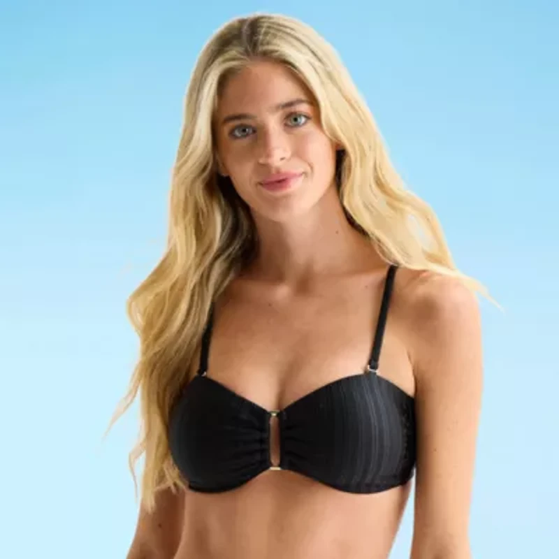 Mynah Womens Adjustable Straps Bandeau Bikini Swimsuit Top