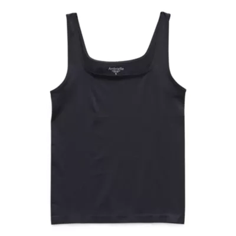 Ambrielle Seamless Womens Square Neck Average + Full Figure Tank