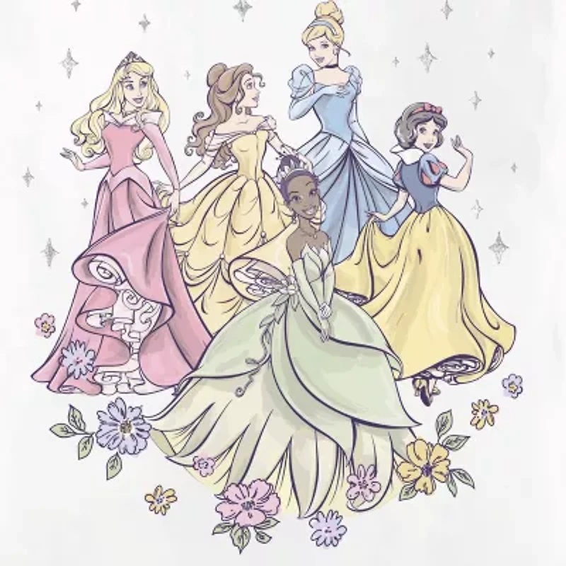 Disney Toddler Girls Crew Neck Long Sleeve Regular Fit Princess Graphic T-Shirt