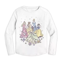 Disney Toddler Girls Crew Neck Long Sleeve Regular Fit Princess Graphic T-Shirt
