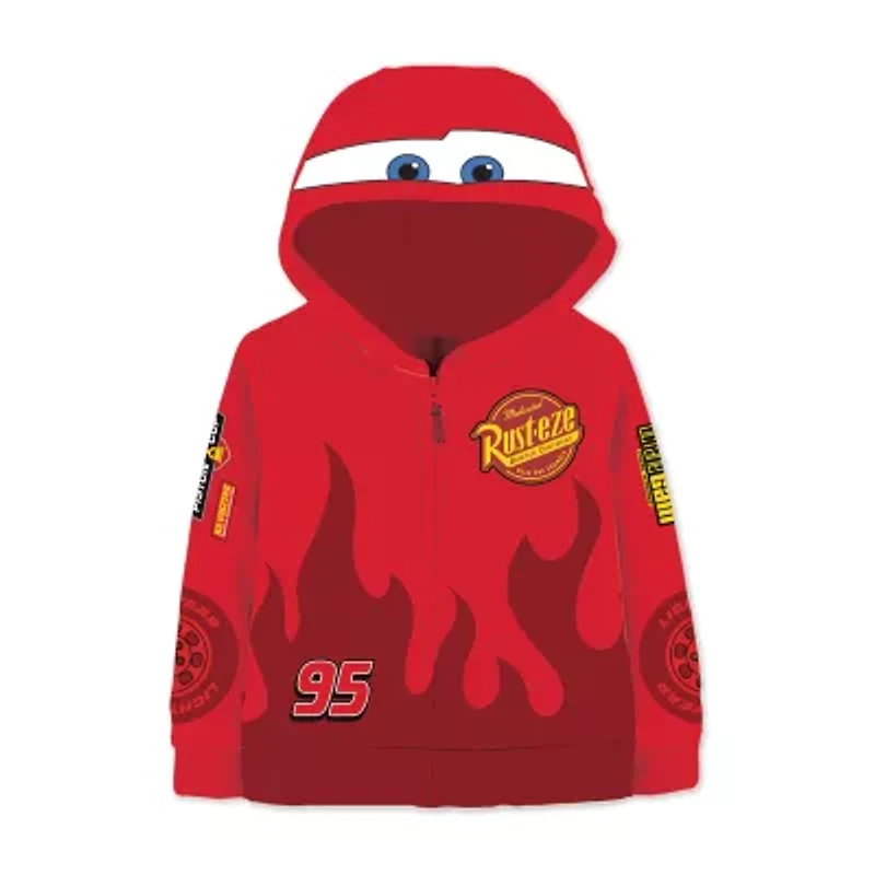 Disney Collection Little & Big Kid Boys Long Sleeve Embroidered Cars Fleece Zipper Hoodie