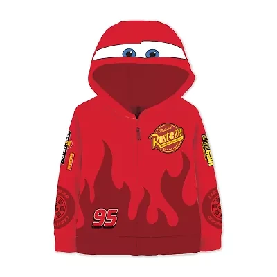 Disney Collection Little & Big Kid Boys Long Sleeve Embroidered Cars Fleece Zipper Hoodie