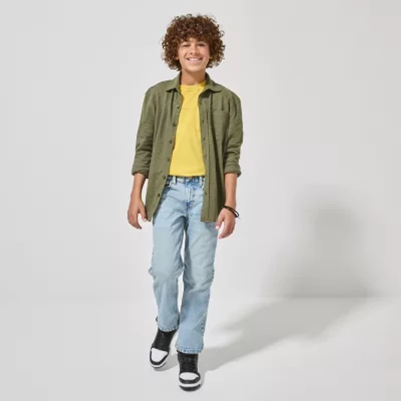 Thereabouts Little & Big Kid Boys Long Sleeve Regular Fit Button-Down Shirt