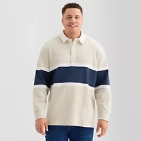 Arizona Mens Big and Tall Long Sleeve Rugby Polo