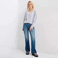 Arizona Womens Juniors V Neck Long Sleeve Blouse