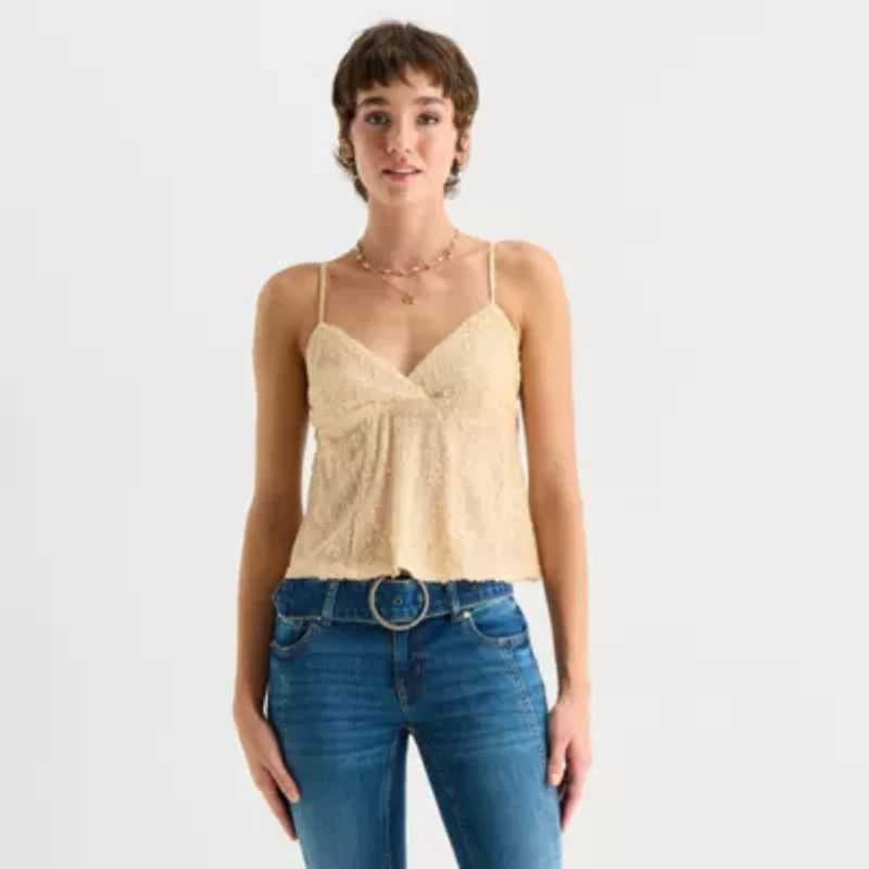 Arizona Womens Juniors V Neck Sleeveless Camisole