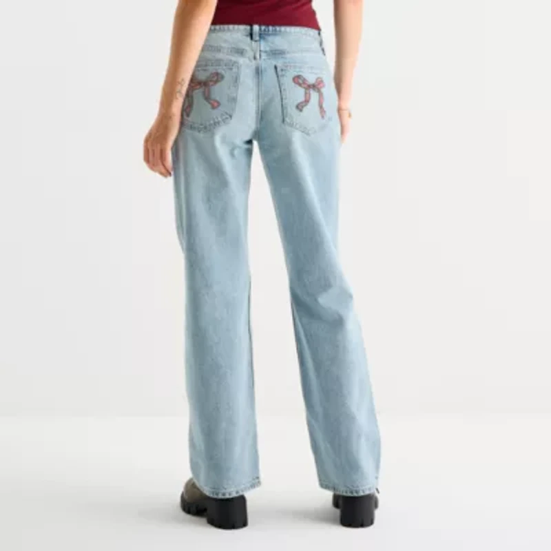 Arizona Womens Juniors Low Rise Straight Leg Jean