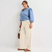 St. John's Bay Womens Plus High Rise Wide Leg Jean
