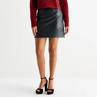 Bold Elements Womens Mini Faux Leather Pencil Skirt