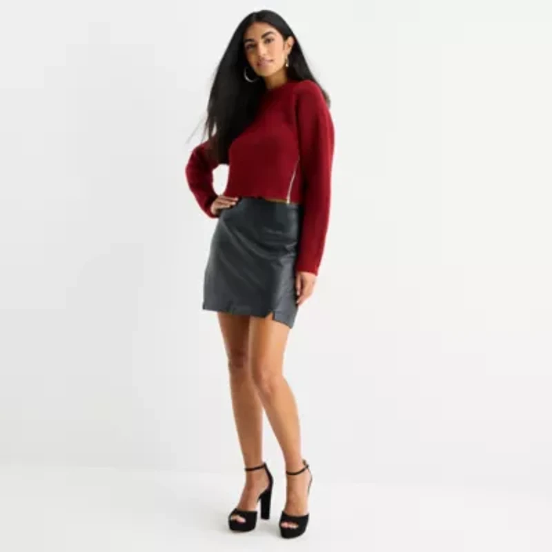 Bold Elements Womens Mini Faux Leather Pencil Skirt