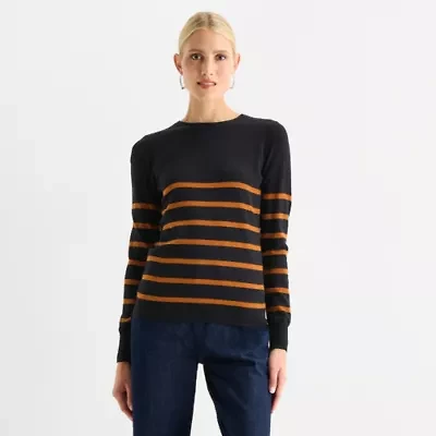 Worthington Womens Crew Neck Long Sleeve Pullover Sweater