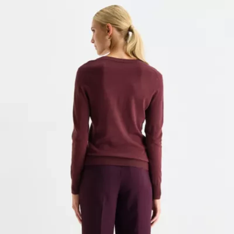 Worthington Womens V Neck Long Sleeve Pullover Sweater