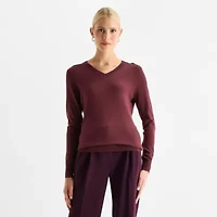 Worthington Womens V Neck Long Sleeve Pullover Sweater