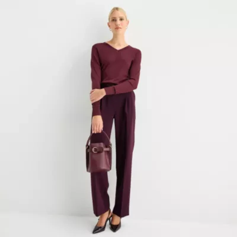 Worthington Womens V Neck Long Sleeve Pullover Sweater