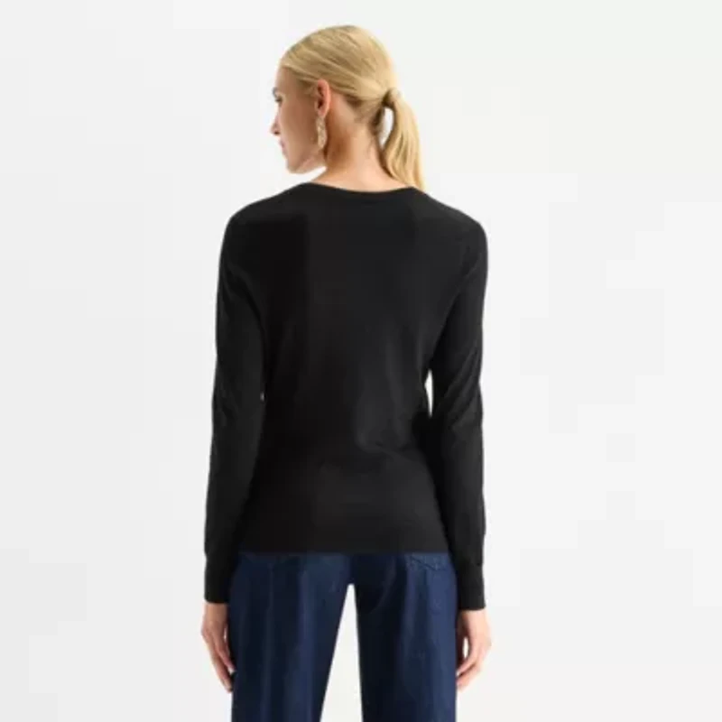 Worthington Womens V Neck Long Sleeve Pullover Sweater