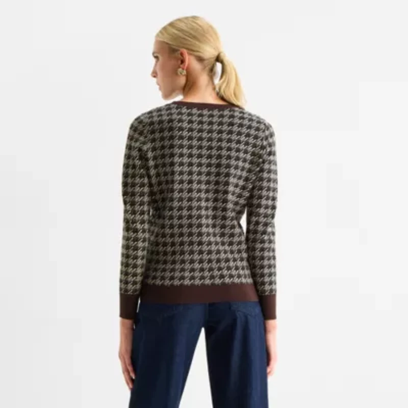 Worthington Womens Crew Neck Long Sleeve Pullover Sweater