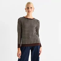 Worthington Womens Crew Neck Long Sleeve Pullover Sweater