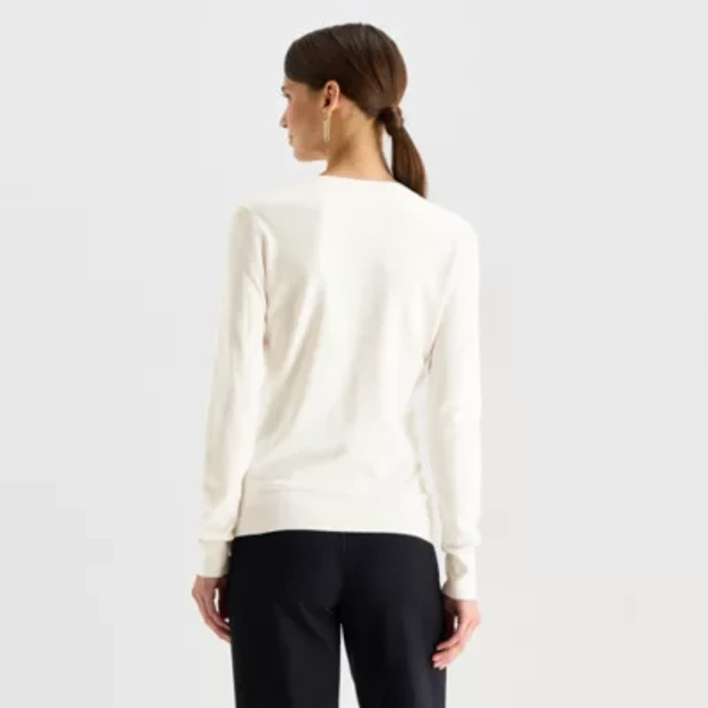 Worthington Womens V Neck Long Sleeve Pullover Sweater