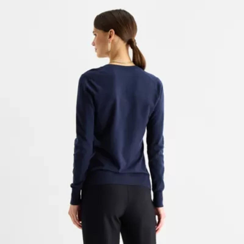 Worthington Womens V Neck Long Sleeve Pullover Sweater