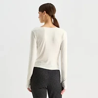Worthington Womens Cowl Neck Long Sleeve Blouse