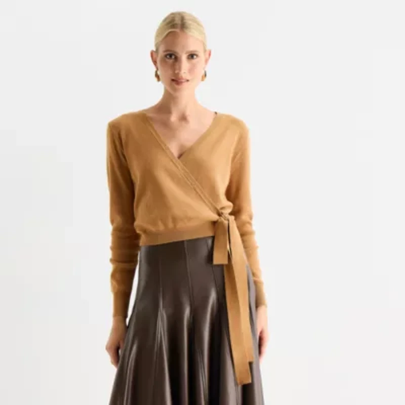 Worthington Womens V Neck Long Sleeve Pullover Sweater