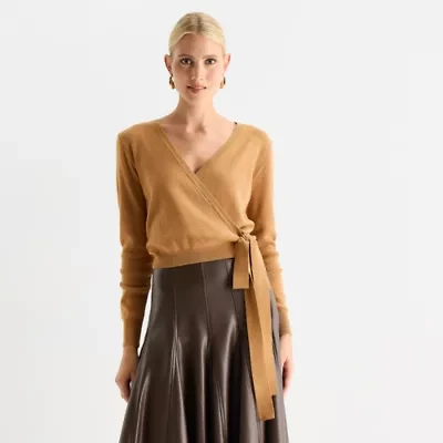 Worthington Womens V Neck Long Sleeve Pullover Sweater
