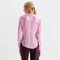 Worthington Womens Cuffed Long Sleeve Regular Fit Button-Down Shirt