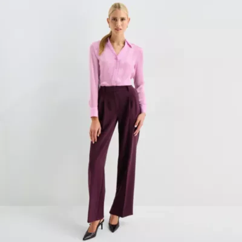 Worthington Womens Cuffed Long Sleeve Regular Fit Button-Down Shirt