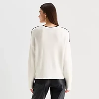 Worthington Womens Crew Neck Long Sleeve Pullover Sweater