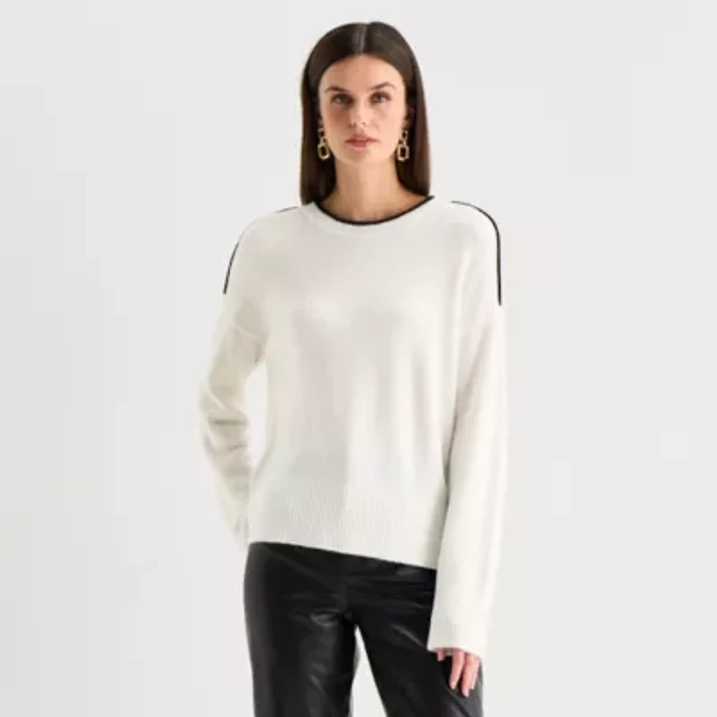 Worthington Womens Crew Neck Long Sleeve Pullover Sweater