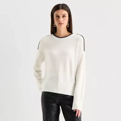 Worthington Womens Crew Neck Long Sleeve Pullover Sweater
