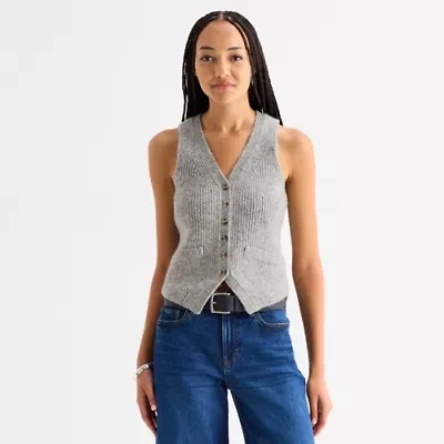 a.n.a Womens V Neck Button Sweater Vest