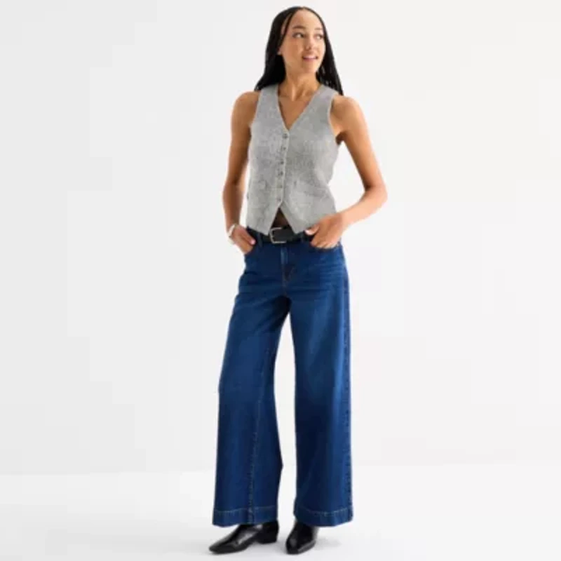 a.n.a Womens V Neck Button Sweater Vest