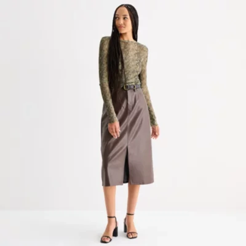 a.n.a Sheer Womens Crew Neck Long Sleeve T-Shirt