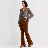 a.n.a Womens Split Tie Neck Long Sleeve Blouse