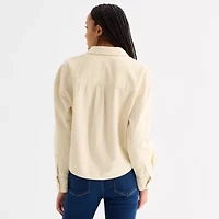 a.n.a Womens Long Sleeve Cuffed Regular Fit Button-Down Shirt