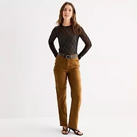 a.n.a Sheer Womens Round Neck Long Sleeve T-Shirt