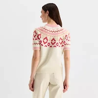 St. John's Bay Womens Crew Neck Short Sleeve Pullover Sweater