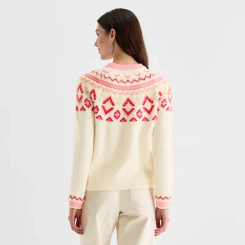 St. John's Bay Womens Crew Neck Long Sleeve Pullover Sweater