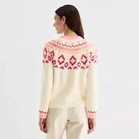 St. John's Bay Womens Crew Neck Long Sleeve Pullover Sweater