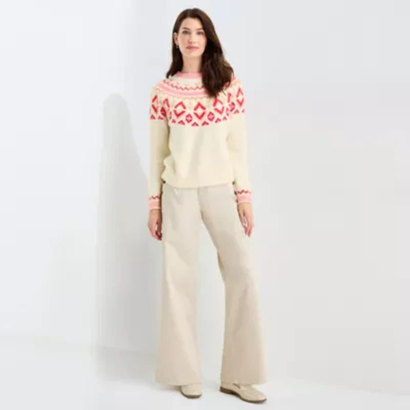 St. John's Bay Womens Crew Neck Long Sleeve Pullover Sweater