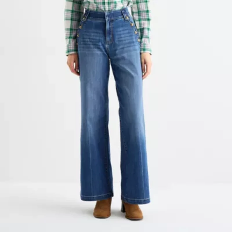 St. John's Bay Womens High Rise Wide Leg Jean