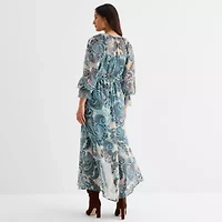 a.n.a Womens Long Sleeve High-Low Paisley A-Line Dress