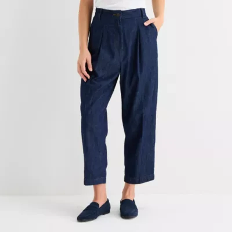 Liz Claiborne Womens Tapered Mid Rise Pleated Pant