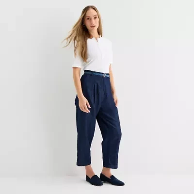 Liz Claiborne Womens Tapered Mid Rise Pleated Pant