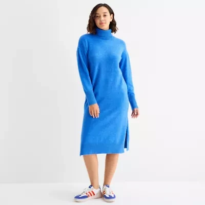 Stylus Womens Long Sleeve Midi Sweater Dress