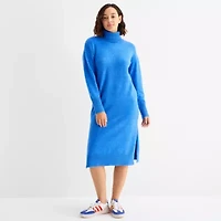 Stylus Womens Long Sleeve Midi Sweater Dress