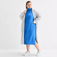Stylus Womens Plus Long Sleeve Midi Sweater Dress
